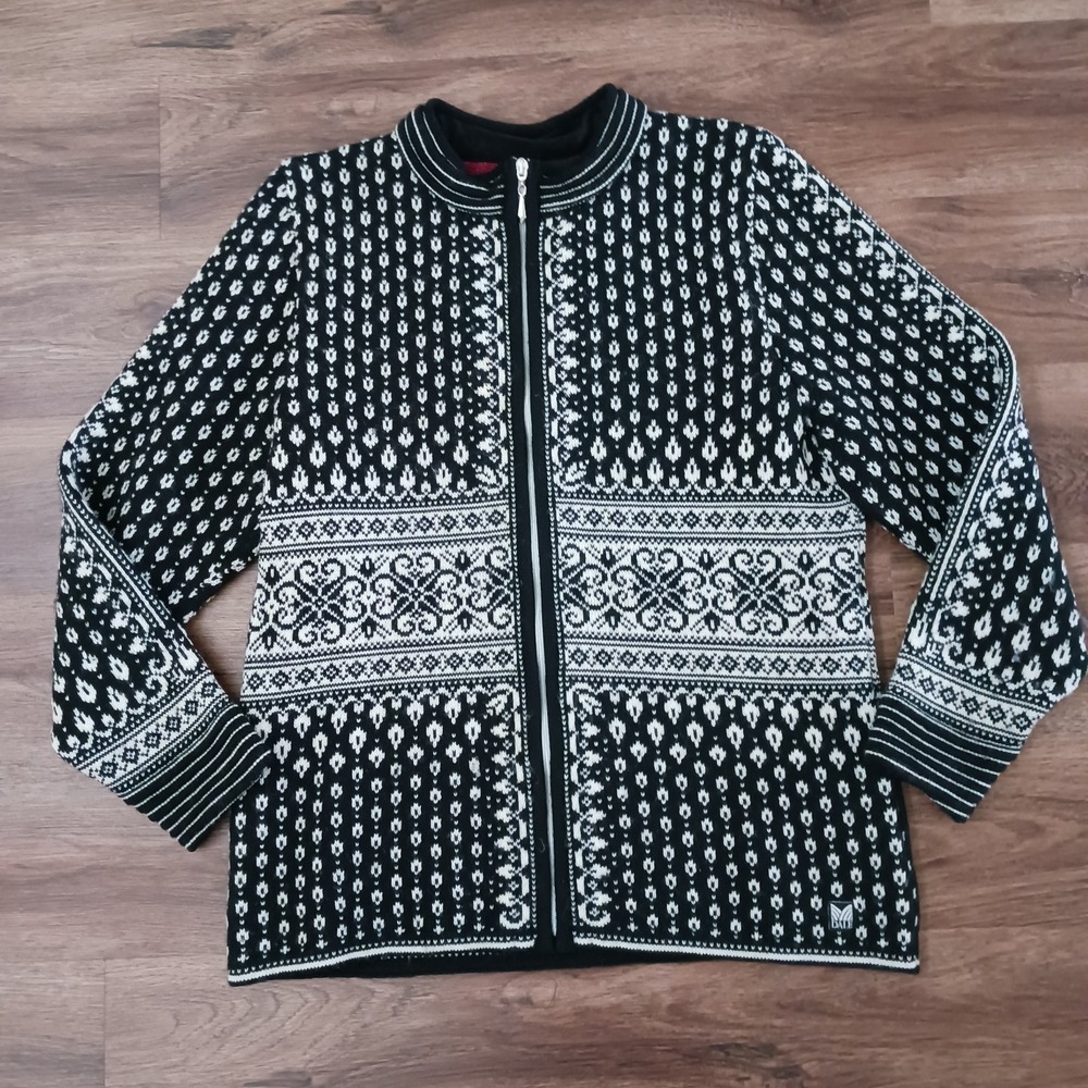 DALE OF NORWAY Superior Norwegian Craftsmanship Wool zip Cardigan Sweater XL